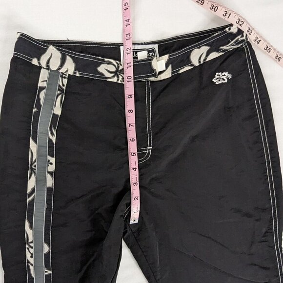 Y2k Black and White Tropical Floral Surf Shorts Board Shorts - Picture 7 of 9